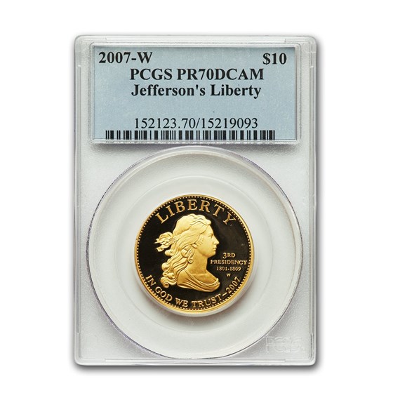 2007-W 1/2 oz Gold Jefferson's Liberty PR-70 PCGS 2007-W 1/2 oz Gold Jefferson's Liberty PR-70 PCGS