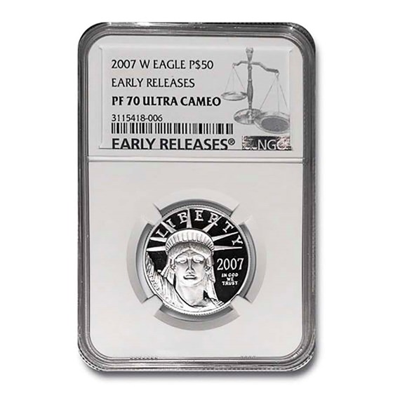 2007-W 1/2 oz Proof American Platinum Eagle PF-70 NGC (ER) 2007-W 1/2 oz Proof American Platinum Eagle PF-70 NGC (ER)