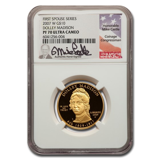 2007-W 1/2 oz Proof Gold Dolley Madison PF-70 NGC (Castle) 2007-W 1/2 oz Proof Gold Dolley Madison PF-70 NGC (Castle)