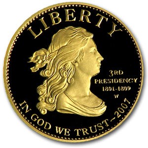 2007-W 1/2 oz Proof Gold Jefferson's Liberty (Capsule Only) 2007-W 1/2 oz Proof Gold Jefferson's Liberty (Capsule Only)