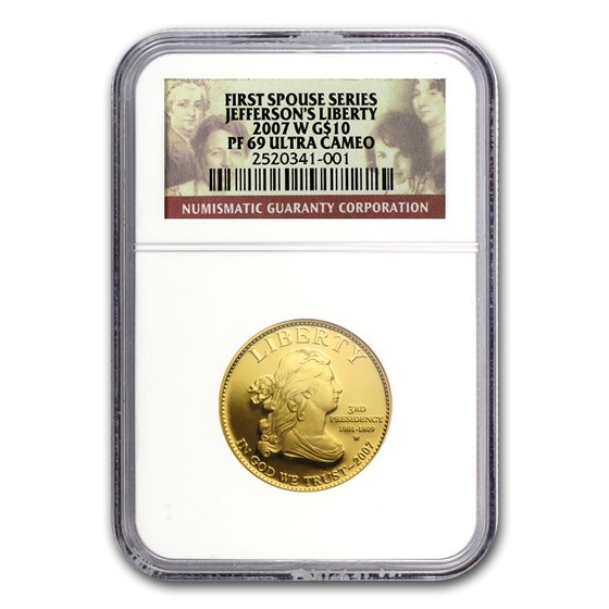 2007-W 1/2 oz Proof Gold Jefferson's Liberty PF-69 NGC 2007-W 1/2 oz Proof Gold Jefferson's Liberty PF-69 NGC