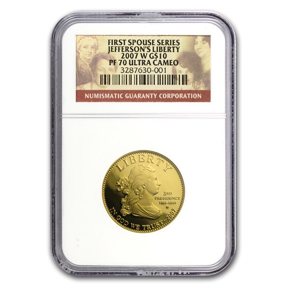 2007-W 1/2 oz Proof Gold Jefferson's Liberty PF-70 NGC 2007-W 1/2 oz Proof Gold Jefferson's Liberty PF-70 NGC