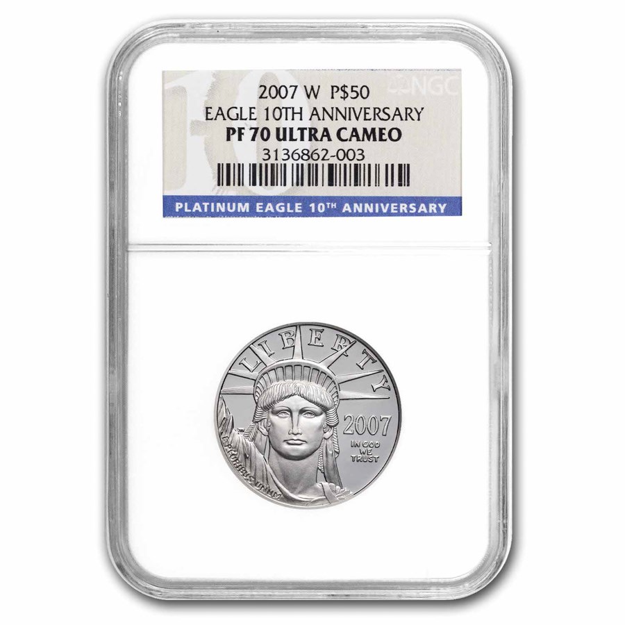 2007-W 1/2 oz Proof Platinum Eagle PF-70 UCAM NGC (10th Anniv)