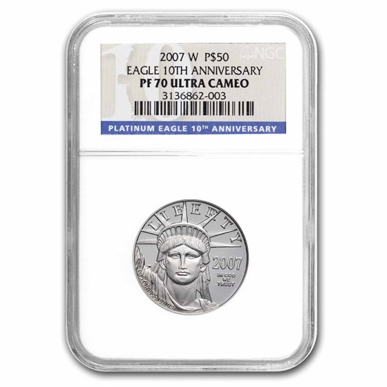 2007-W 1/2 oz Proof Platinum Eagle PF-70 UCAM NGC (10th Anniv) 2007-W 1/2 oz Proof Platinum Eagle PF-70 UCAM NGC (10th Anniv)