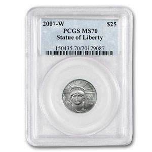 2007-W 1/4 oz Burnished American Platinum Eagle MS-70 PCGS 2007-W 1/4 oz Burnished American Platinum Eagle MS-70 PCGS