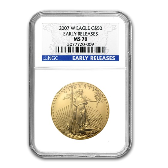 2007-W 1 oz Burnished Gold Eagle MS-70 NGC (ER) 2007-W 1 oz Burnished Gold Eagle MS-70 NGC (ER)
