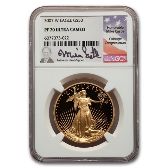 2007-W 1 oz Proof American Gold Eagle PF-70 NGC (Castle Label)