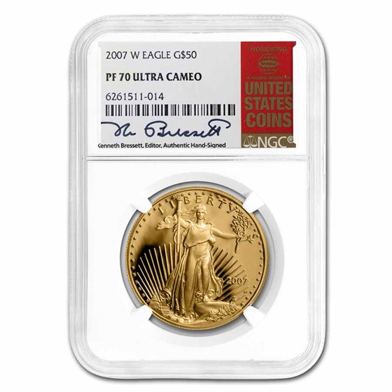 2007-W 1 oz Proof Gold Eagle PF-70 NGC (Bressett, Red Book Label) 2007-W 1 oz Proof Gold Eagle PF-70 NGC (Bressett, Red Book Label)