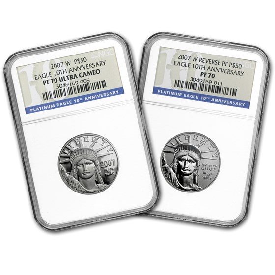2007-W 2-Coin Proof/Reverse Proof Platinum Eagle Set PF-70 NGC 2007-W 2-Coin Proof/Reverse Proof Platinum Eagle Set PF-70 NGC