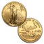 2007-W 4-Coin Burnished American Gold Eagle Set (w/Box & COA)