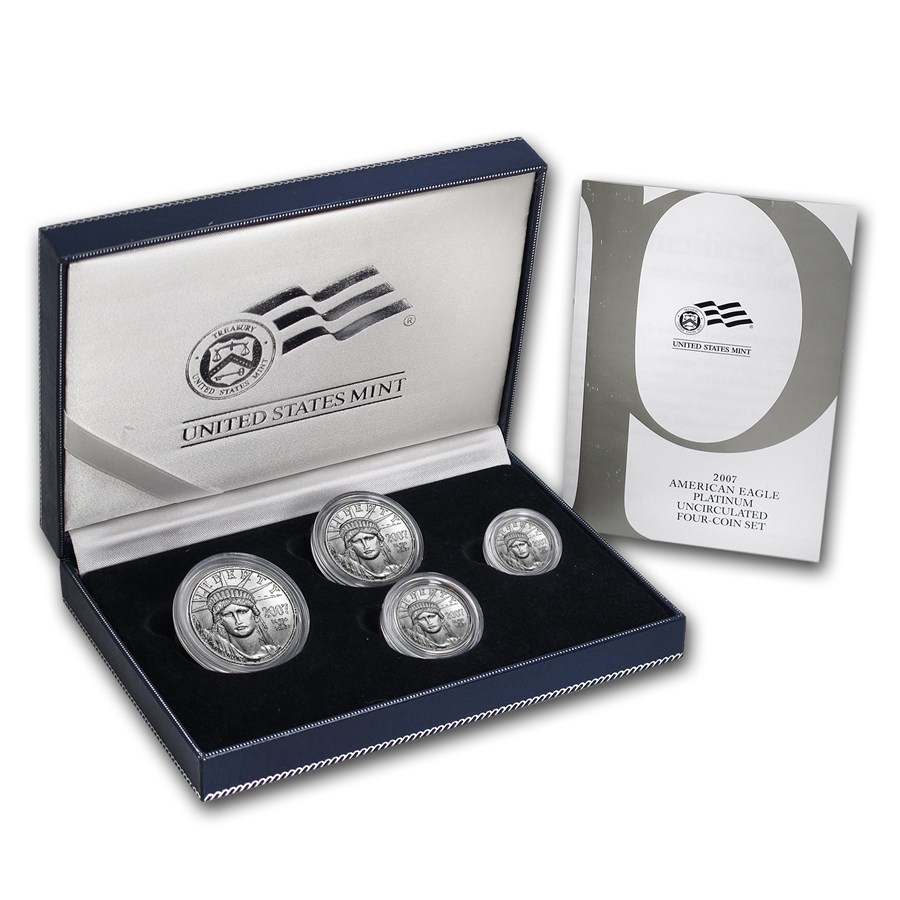2007-W 4-Coin Burnished American Platinum Eagle Set (w/Box & COA)