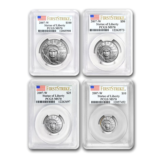 2007-W 4-Coin Burnished Platinum Eagle Set MS-70 PCGS (FS) 2007-W 4-Coin Burnished Platinum Eagle Set MS-70 PCGS (FS)