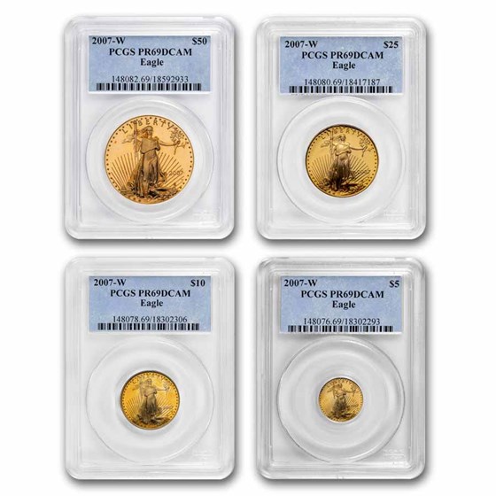 2007-W 4-Coin Proof American Gold Eagle Set PR-69 PCGS 2007-W 4-Coin Proof American Gold Eagle Set PR-69 PCGS