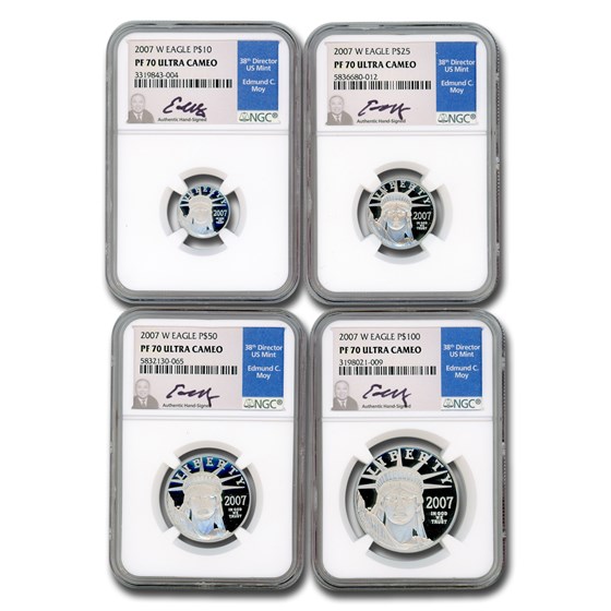 2007-W 4-Coin Proof American Platinum Eagle Set PF-70 NGC (Moy)