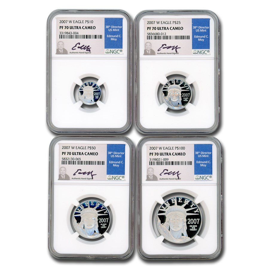 2007-W 4-Coin Proof American Platinum Eagle Set PF-70 NGC (Moy)