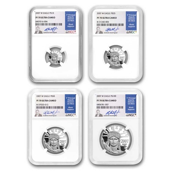 2007-W 4-Coin Proof Platinum Eagle Set PF-70 NGC (Jeppson) 2007-W 4-Coin Proof Platinum Eagle Set PF-70 NGC (Jeppson)