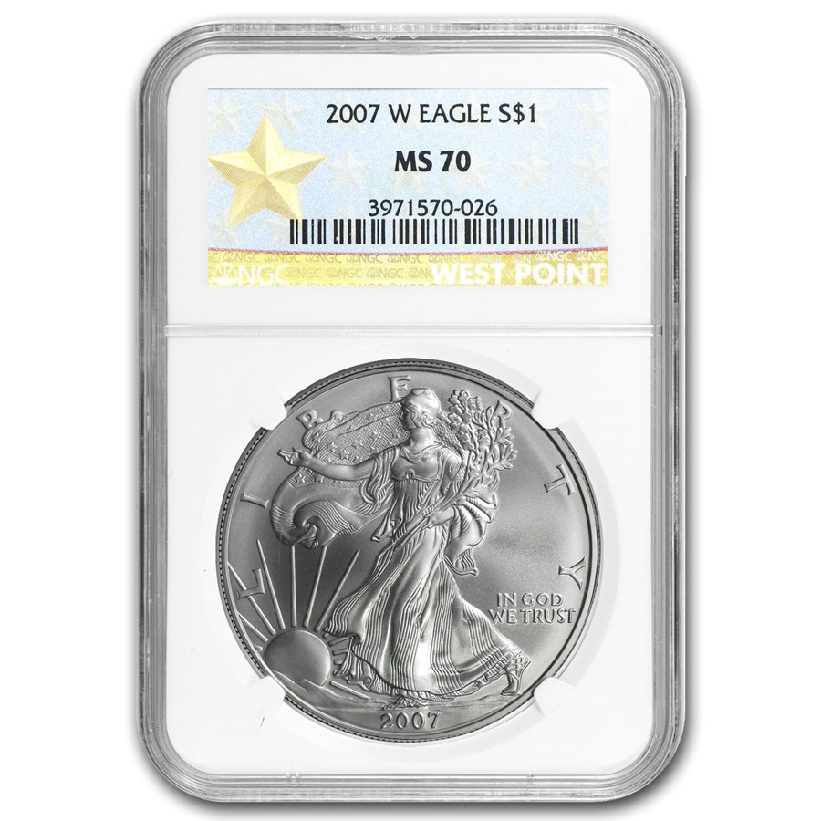 2007-W Burnished American Silver Eagle MS-70 NGC (Star Label)