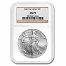 2007-W Burnished American Silver Eagle MS-70 NGC