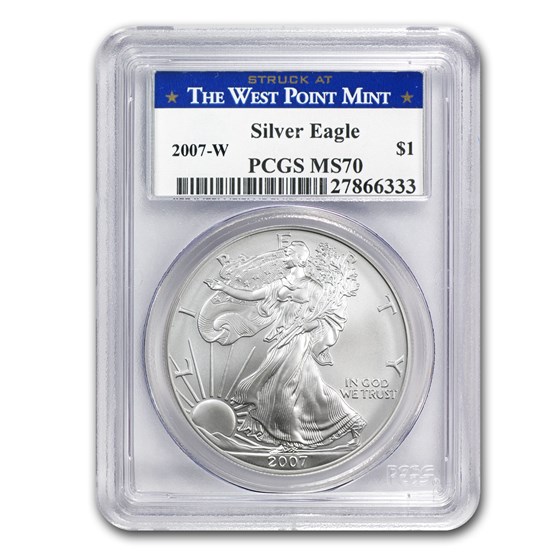 2007-W Burnished American Silver Eagle MS-70 PCGS 2007-W Burnished American Silver Eagle MS-70 PCGS