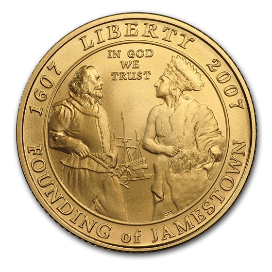 2007-W Gold $5 Commem Jamestown BU (w/Box & COA)