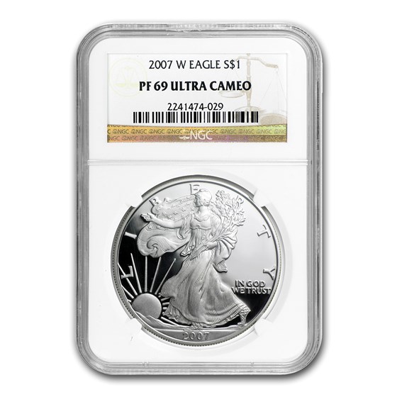 2007-W Proof American Silver Eagle PF-69 NGC 2007-W Proof American Silver Eagle PF-69 NGC