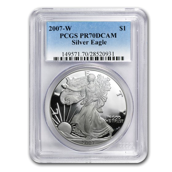 2007-W Proof American Silver Eagle PR-70 PCGS 2007-W Proof American Silver Eagle PR-70 PCGS
