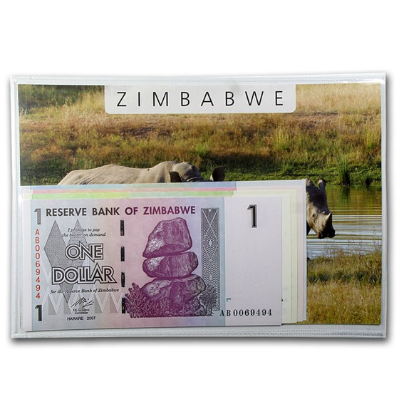 2007 Zimbabwe 1-100 Dollars Banknote Set Unc 2007 Zimbabwe 1-100 Dollars Banknote Set Unc