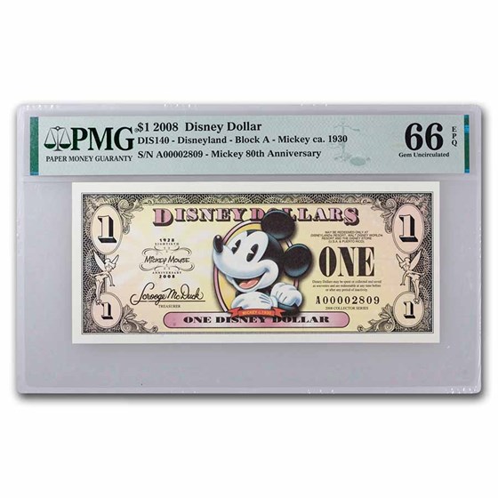 2008 $1.00 (A) Pie-Eye Mickey CU-66 EPQ PMG (DIS#140) 2008 $1.00 (A) Pie-Eye Mickey CU-66 EPQ PMG (DIS#140)
