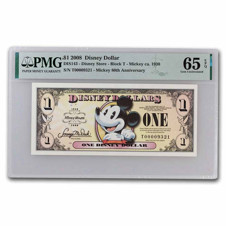 2008 $1.00 (T) Pie-Eye Mickey CU-65 EPQ PMG (DIS#143)