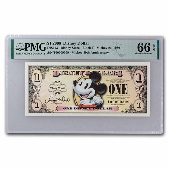 2008 $1.00 (T) Pie-Eye Mickey CU-66 EPQ PMG (DIS#143) 2008 $1.00 (T) Pie-Eye Mickey CU-66 EPQ PMG (DIS#143)