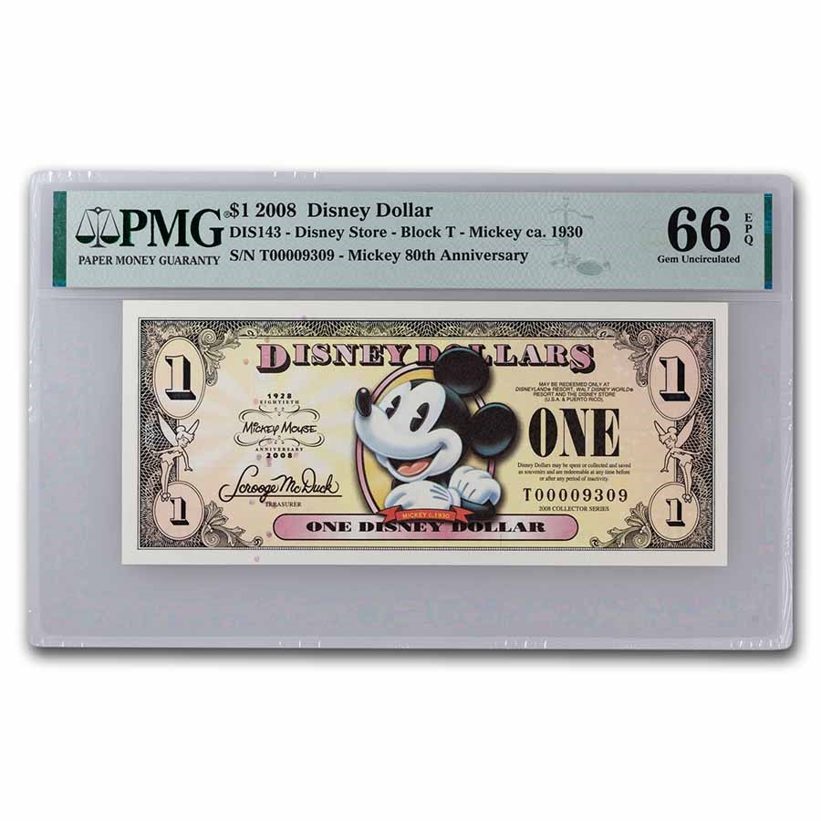 2008 $1.00 (T) Pie-Eye Mickey CU-66 EPQ PMG (DIS#143)