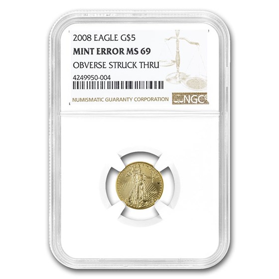 2008 1/10 oz Gold American Eagle MS-69 NGC (Obv Mint Error) 2008 1/10 oz Gold American Eagle MS-69 NGC (Obv Mint Error)