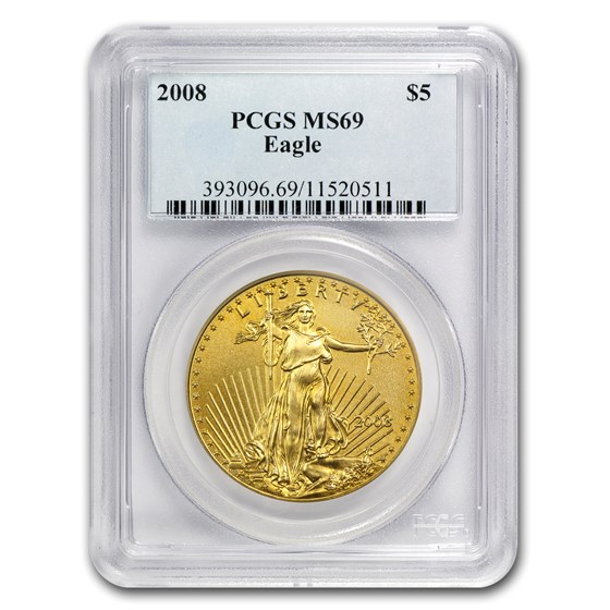 2008 1/10 oz Gold American Eagle MS-69 PCGS 2008 1/10 oz Gold American Eagle MS-69 PCGS