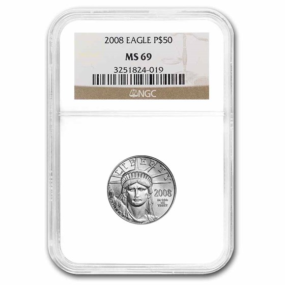 2008 1/2 oz American Platinum Eagle MS-69 NGC 2008 1/2 oz American Platinum Eagle MS-69 NGC