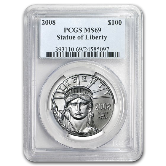2008 1 oz American Platinum Eagle MS-69 PCGS 2008 1 oz American Platinum Eagle MS-69 PCGS