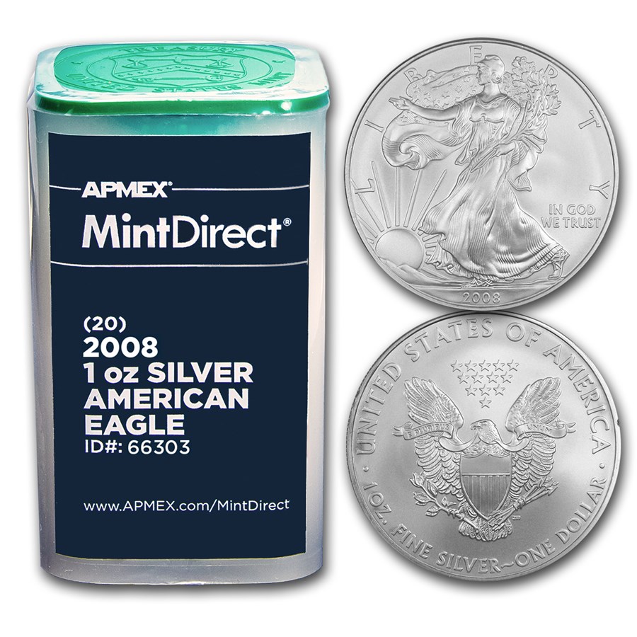 2008 1 oz American Silver Eagles (20-Coin MintDirect® Tube)