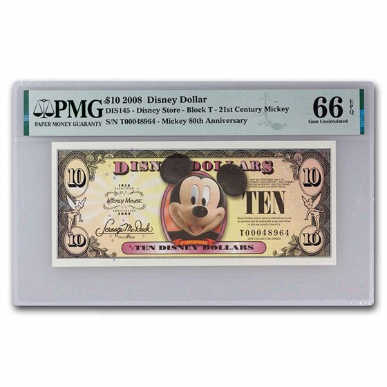 2008 $10.00 (T) Bobble Head Mickey CU-66 EPQ PMG (DIS#145) 2008 $10.00 (T) Bobble Head Mickey CU-66 EPQ PMG (DIS#145)