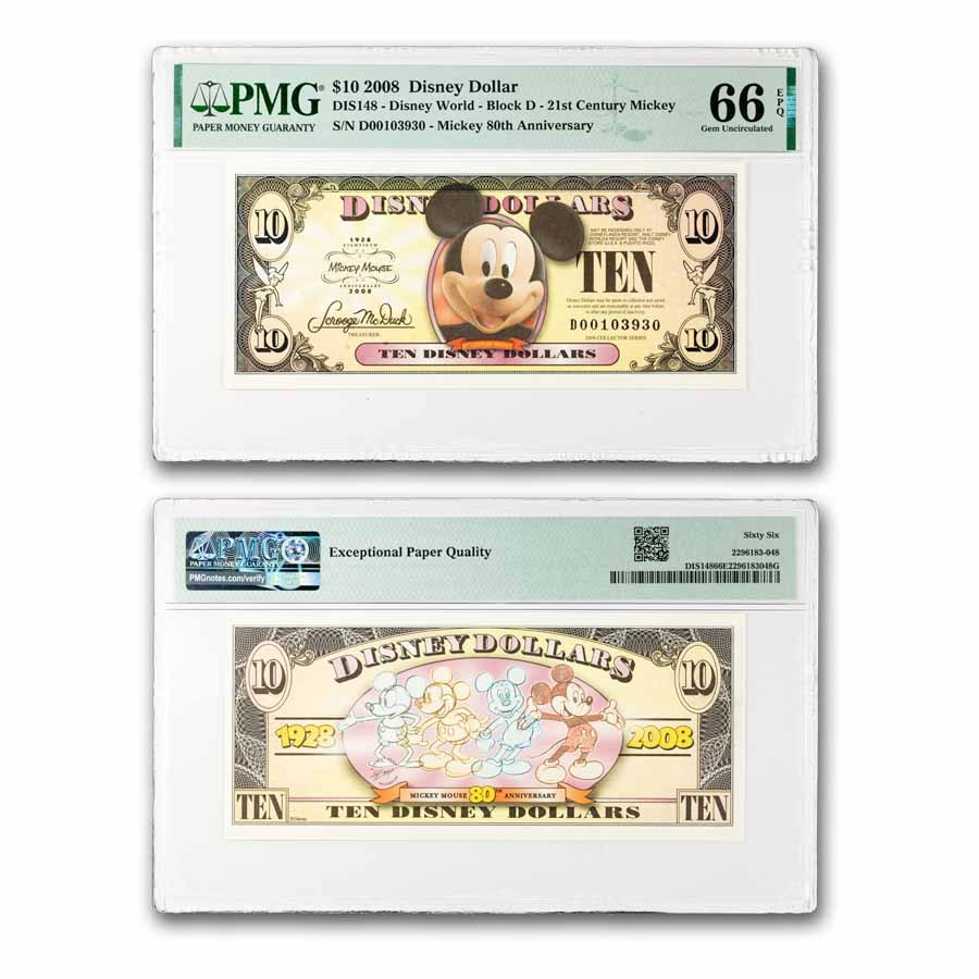 2008 $10.00 (T) Bobble Head Mickey CU-66 EPQ PMG (DIS#148)