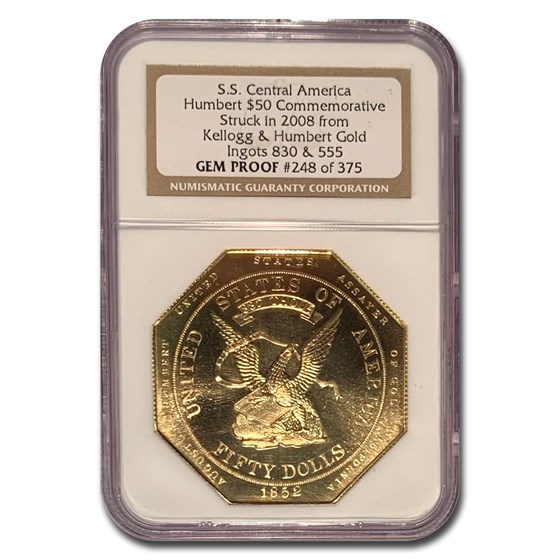 2008 2.5 oz Gold Octagon - $50 Gold Humbert Comem. Gem PF NGC 2008 2.5 oz Gold Octagon - $50 Gold Humbert Comem. Gem PF NGC