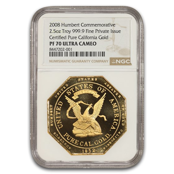 2008 2.5 oz Gold Octagon - $50 Gold Humbert Comem PF-70 NGC