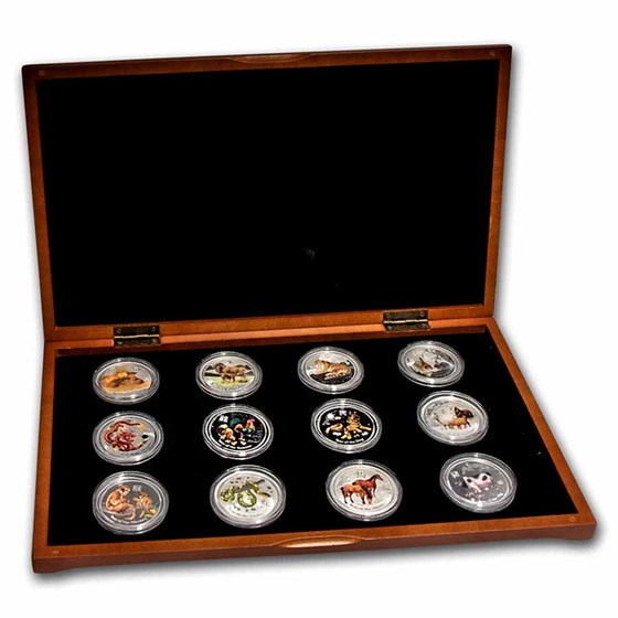 2008-2019 AUS 12-Coin 1 oz Silver Colorized Lunar Set (SII, Box) 2008-2019 AUS 12-Coin 1 oz Silver Colorized Lunar Set (SII, Box)