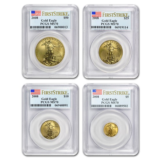 2008 4-Coin American Gold Eagle Set MS-70 PCGS (FirstStrike®) 2008 4-Coin American Gold Eagle Set MS-70 PCGS (FirstStrike®)