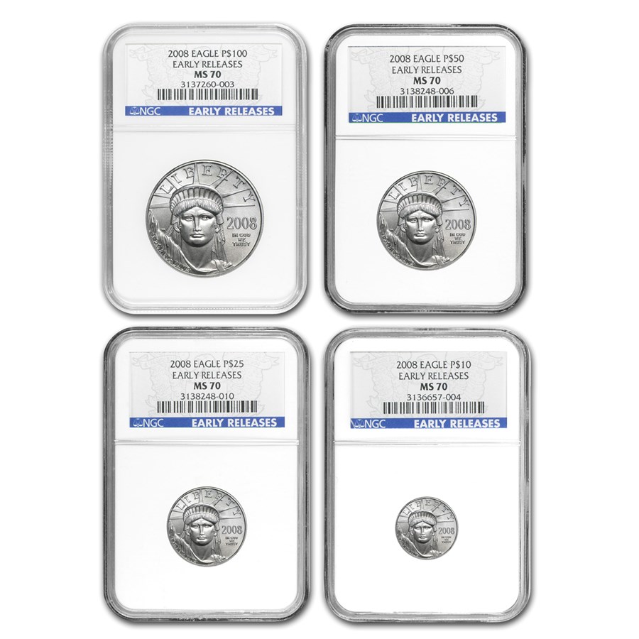 2008 4-Coin American Platinum Eagle Set MS-70 NGC (ER)