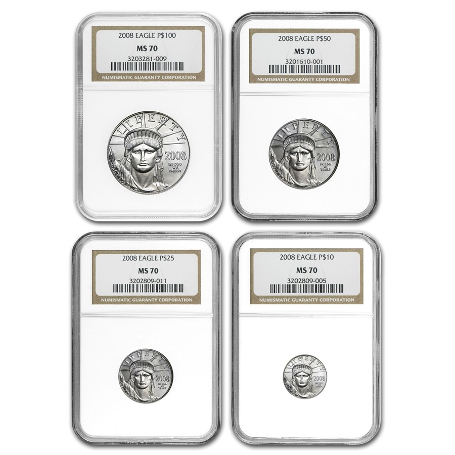 2008 4-Coin American Platinum Eagle Set MS-70 NGC