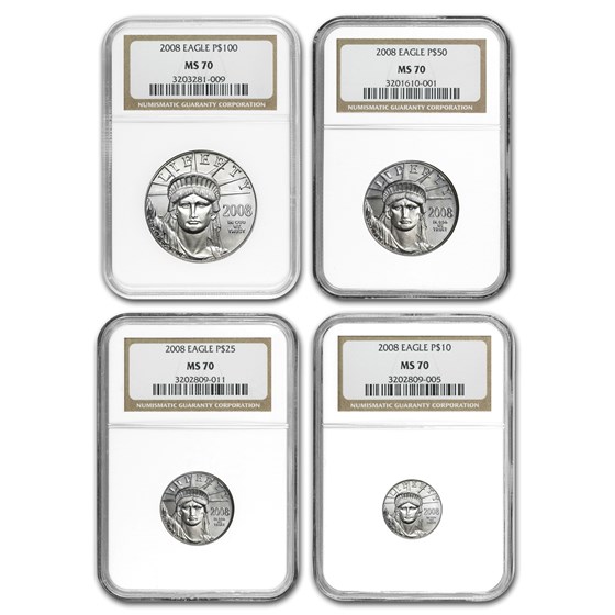 2008 4-Coin American Platinum Eagle Set MS-70 NGC 2008 4-Coin American Platinum Eagle Set MS-70 NGC