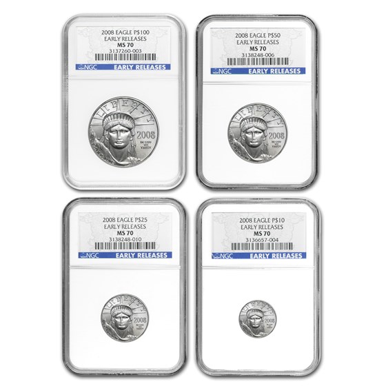 2008 4-Coin Platinum American Eagle Set MS-70 NGC (ER) 2008 4-Coin Platinum American Eagle Set MS-70 NGC (ER)