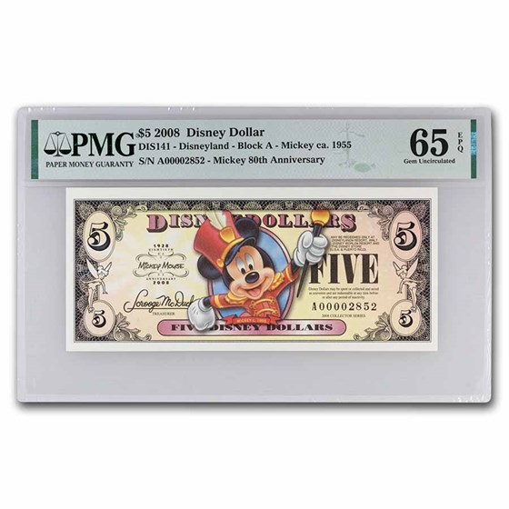 2008 $5 Band Mickey CU-65 EPQ PMG (DIS#141) 2008 $5 Band Mickey CU-65 EPQ PMG (DIS#141)