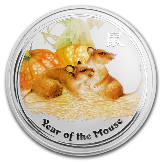 2008 Australia 1/2 kilo Silver Mouse BU (Series II, Colorized)