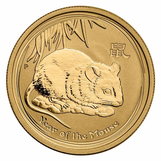 2008 Australia 1/2 oz Gold Lunar Mouse BU (Series II) 2008 Australia 1/2 oz Gold Lunar Mouse BU (Series II)