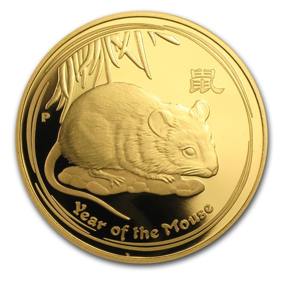 2008 Australia 1 oz Gold Lunar Mouse Proof (Series II) 2008 Australia 1 oz Gold Lunar Mouse Proof (Series II)